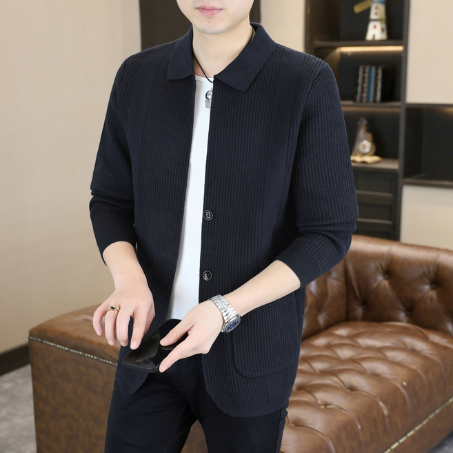 녕동 남성 니트 가디건 봄가을 카라넥 캐주얼 비즈니스 심플 무지 스웨터 코트