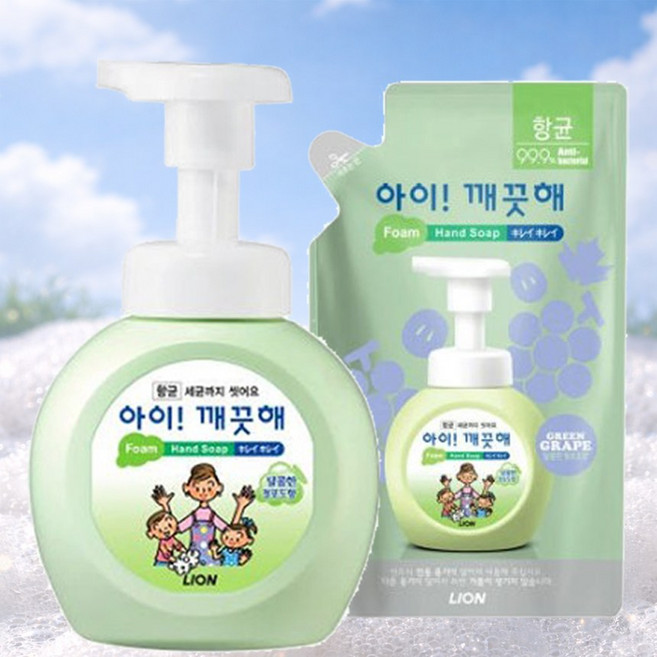 알뜰 손쉬운 위생습관 아이깨끗해 청포도향 순 용기 한개와 리필 세트, 200ml, 1개