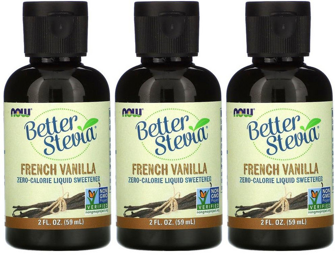 [2+1] Now Foods 나우푸드 스테비아 제로 칼로리 액체 감미료 59ml 프렌치 바닐라 Better Stevia 3개, 1개