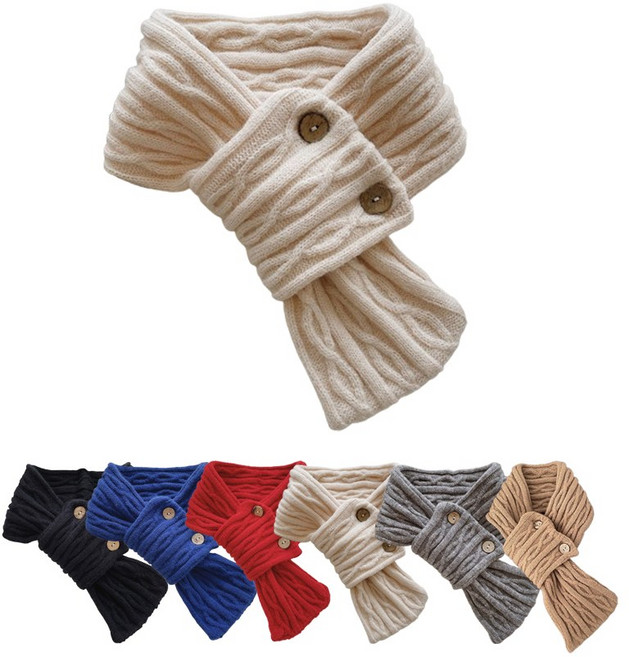 볼품 겨울 쁘띠 숏 목도리 단추 머플러