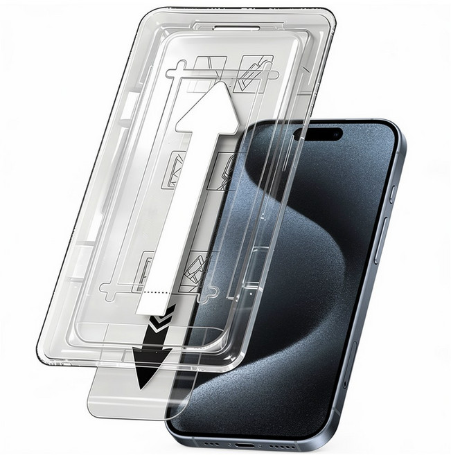 모빌앤조이 가이드 커버 투명 강화유리 액정보호필름 2매, 1세트