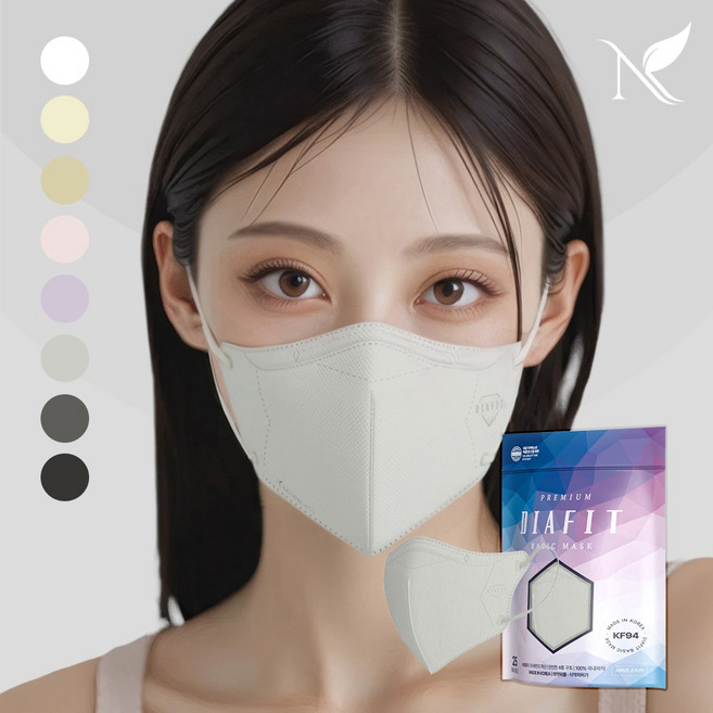 다이아핏 KF94 새부리형 국내생산 대형 마스크 파우치형, [파우치형] KF94 대형 라이트그레이, 4개, 25개입