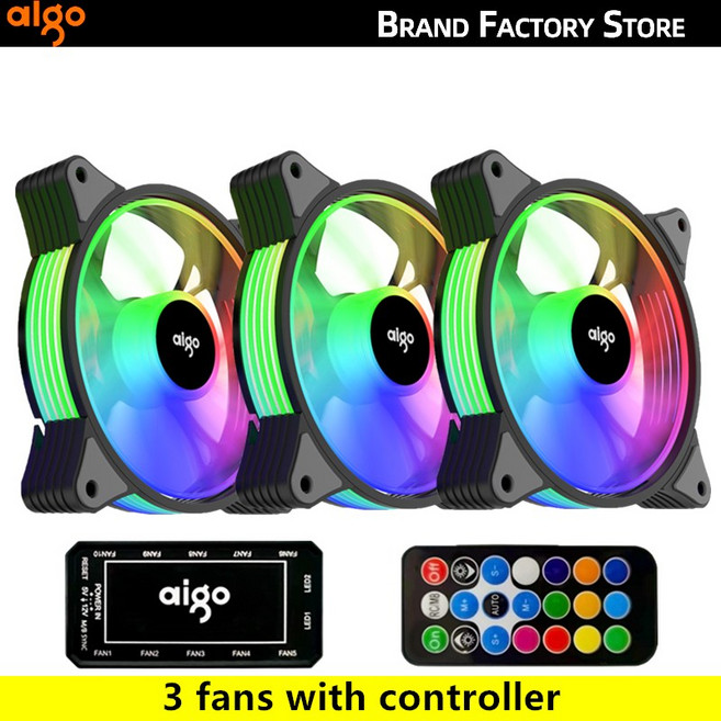 Aigo AR12 120mm pc 컴퓨터 케이스 팬 RGB 방열판 aura sync sata 포트 12cm 쿨러 argb 자동 컨트롤러 팬, 2) AR123IN1  ARGBWHITE, 1개