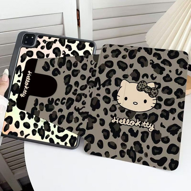 블랙 호피 키티 아이패드케이스 iPad Air6 회전거치대 프로 11인치 아크릴케이스 MINI