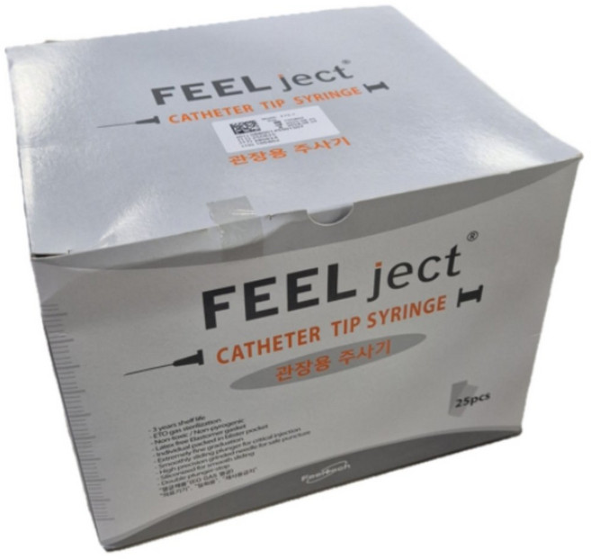 Feel Ject 주사기 관장용 25개 60cc 1인치 재고 있음 2시 이전 주문 시 출발, 1박스