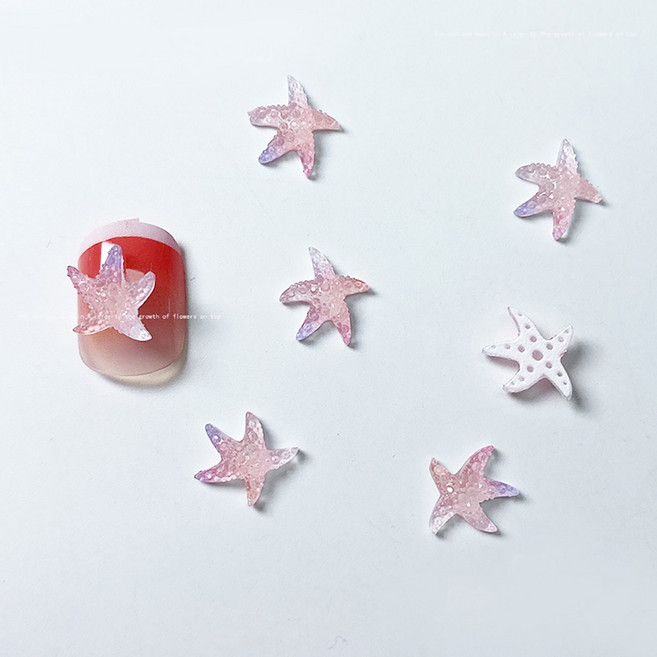 클래식네일 투명불가사리 네일파츠, 50개, 핑크(1598)