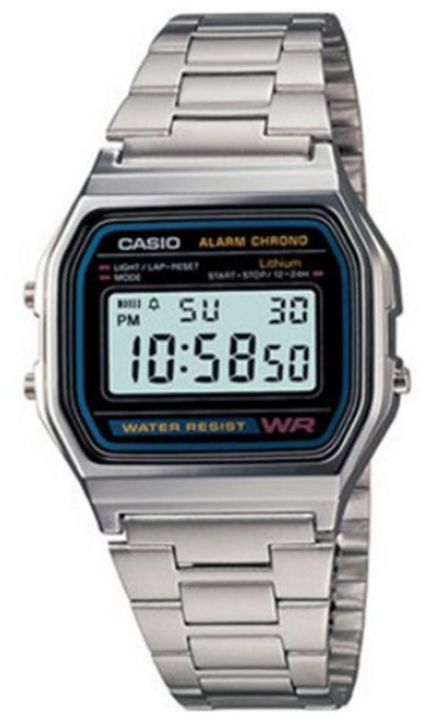 카시오 공용 빈티지 레트로 디지털 프리버클 손목시계 A158WA-1D + 배터리교환권 세트