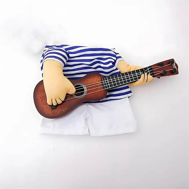 고양이 귀 할로윈 애완 동물 기타 의상 개 크리스마스 폭발성 머리 기타리스트 코스프레 파티 재미 있은 복장 옷, 옵션03) XL