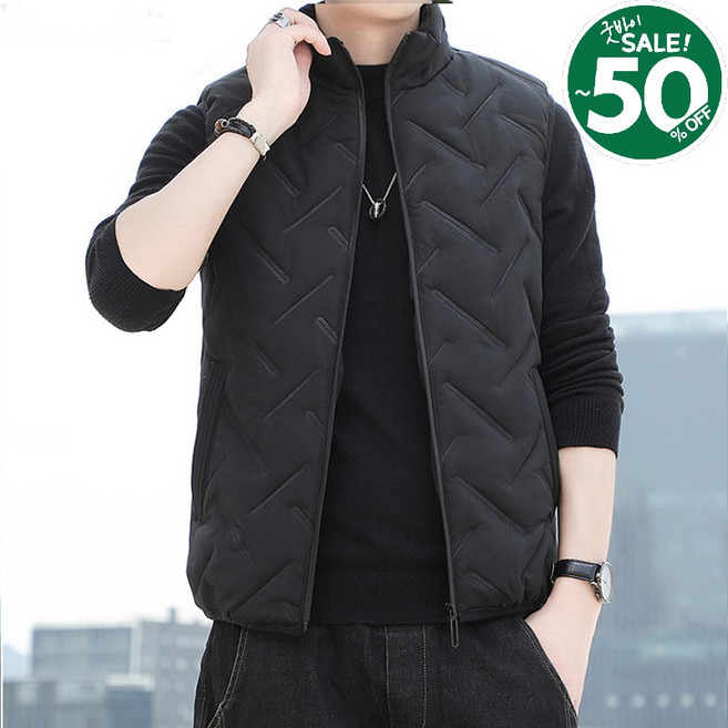 킹앤조이 모트비 하이넥 무광 경량 패딩 조끼 데일리 캐주얼