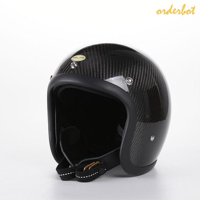 오더봇 티티앤코 500tx 소두핏 클래식 카본 헬멧 TT&CO 경량 레트로 바이크 오토바이, S, 블랙카본