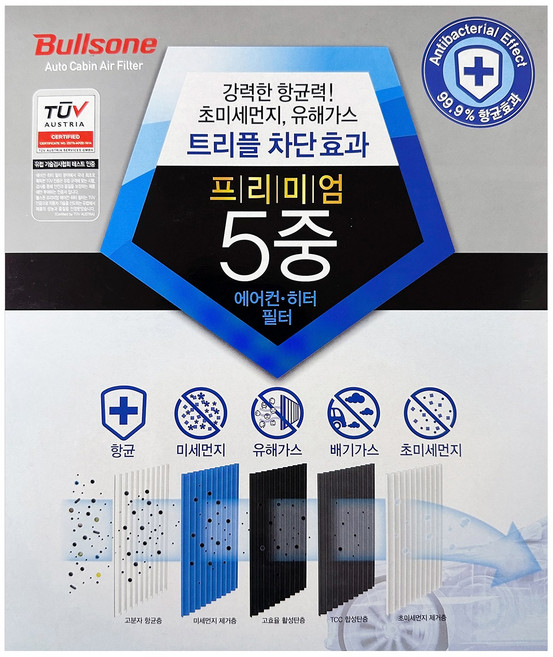 불스원 프리미엄 5중 에어컨 필터 히터필터 공기청정 항균 활성탄 필터 차량용 에어컨필터, 1개, 64번 필터
