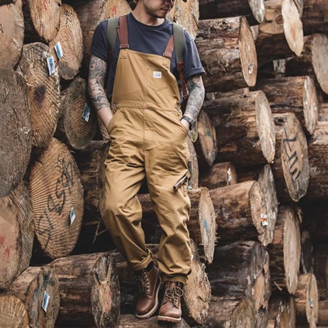 기사미닷컴 Suspender Trousers (멜빵팬츠) 레트로 작업복팬츠 캠핑팬츠 전문가복장 CF00497 카키
