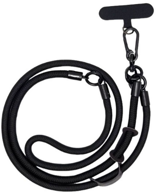 버블캐쳐 2in1 핸드폰줄 크로스 손목 스트랩 태그홀더 세트, 1세트, 블랙