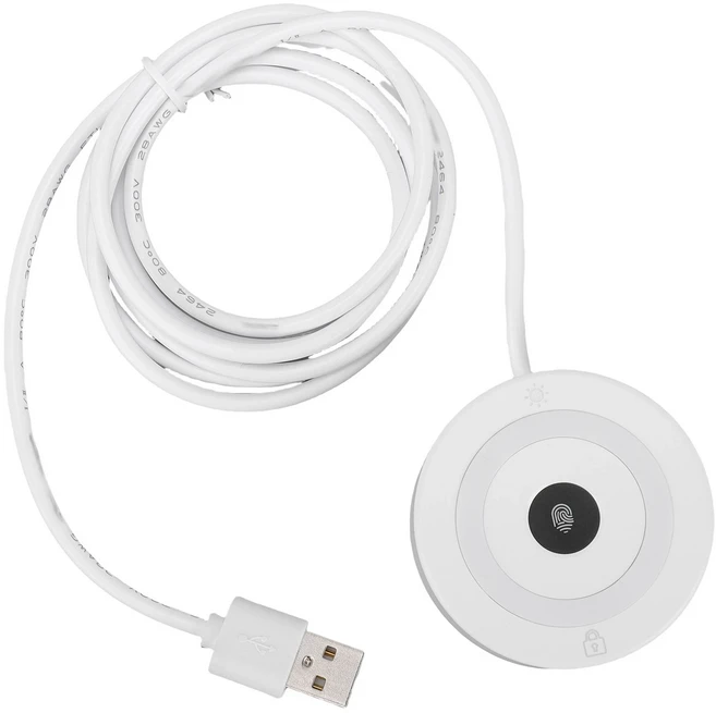 Windows 10 PC 노트북용 USB 지문 인식기 비비밀번호 로그인 소형 스캐너 레코더 360도 터치 컨트롤, 01 white