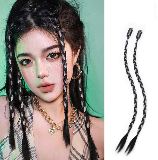 코코쥬 하이라이트 포인트 헤어가발 머리핀, 2개, 그레이