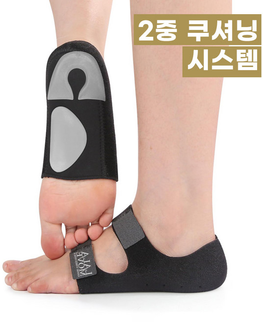 라라무브 족저근막 아치 발바닥 뒤꿈치패드, 블랙, 1세트