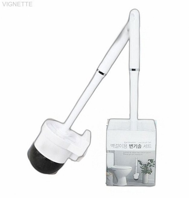벽걸이 화이트 변기솔 세트 화장실데코 욕실청소도구, 1개, 1g, 1L