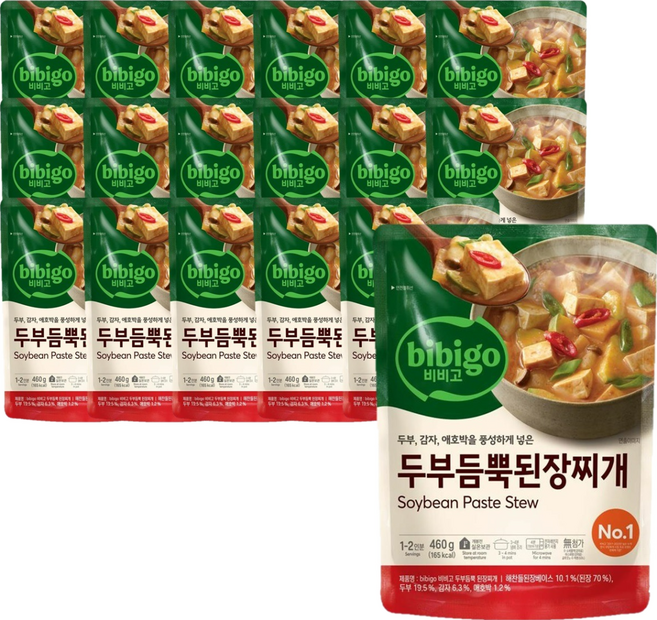 비비고 두부듬뿍된장찌개, 460g, 18개