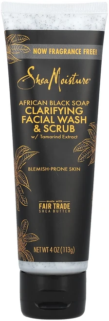 SheaMoisture 클래리파잉 페이셜 워시 & 스크럽 타마린드 추출물 함유 아프리카 블랙 비누 향료 무함유 113g(4oz), SheaMoisture클래리파잉페이셜워시스크럽타마린드추, 113g - 쿠팡