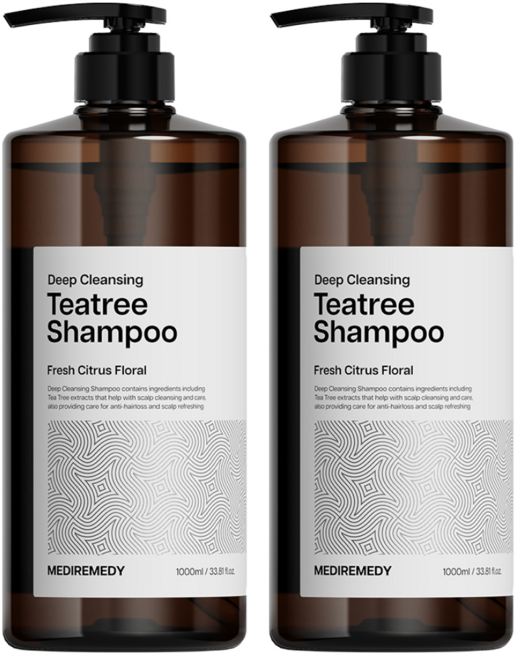 메디레머디 티트리 지성 탈모 샴푸 1000ml + 선물포장, 2개, 1L