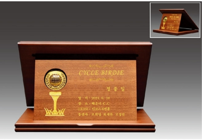 우승 홀인원 골프 싱글 사이클버디 트로피 액자 상패 제작 언더파 패 축하 기념, 1개