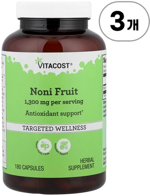 비타코스트 노니 열매 650mg Vitacost Noni Fruit 650 mg 180정, 3개 - 쿠팡