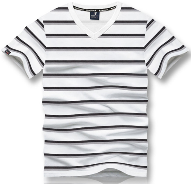 블루포스 레그민 브이넥 단가라 반팔티 [국내생산] 스트라이프 티셔츠