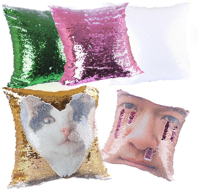 스팽글 쿠션 커버 주문 제작 인쇄 솜포함 포토 사진 얼굴 반전 쓸데없는 선물 조세호 감스트, 사진 그대로 쿠션, 핑크