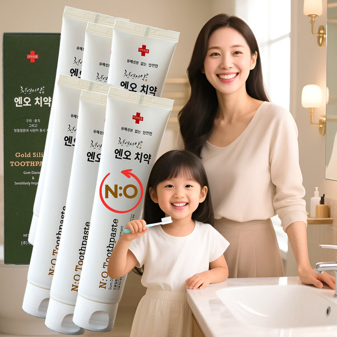 [온가족순한치약 약국판매제품] 시린이케어 구취예방 구강 토탈케어 천연성분 엔오치약, 150g, 6세트