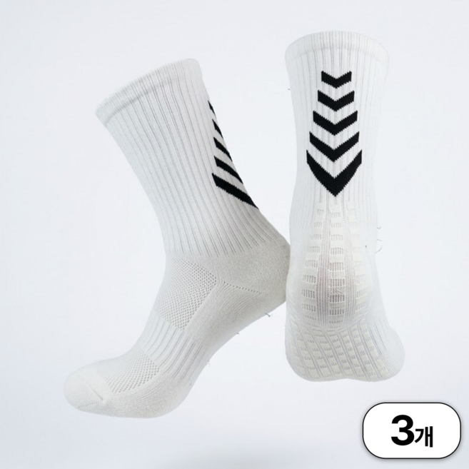 BSM 더블 쿠션 논슬립 축구 양말 스포츠양말, M, 3개, 화이트
