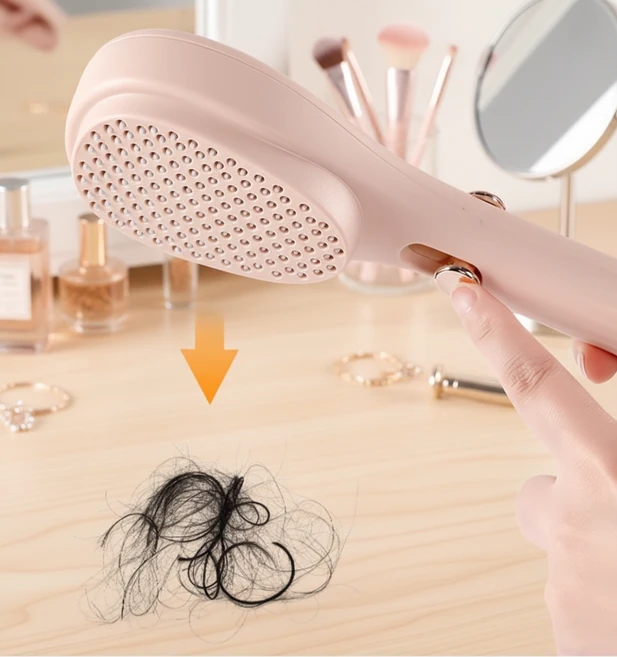 1+1 텔레스코픽 머리빗 엉킴방지 마사지 빗 헤어 브러쉬, 2개, 베이지+핑크 - 쿠팡