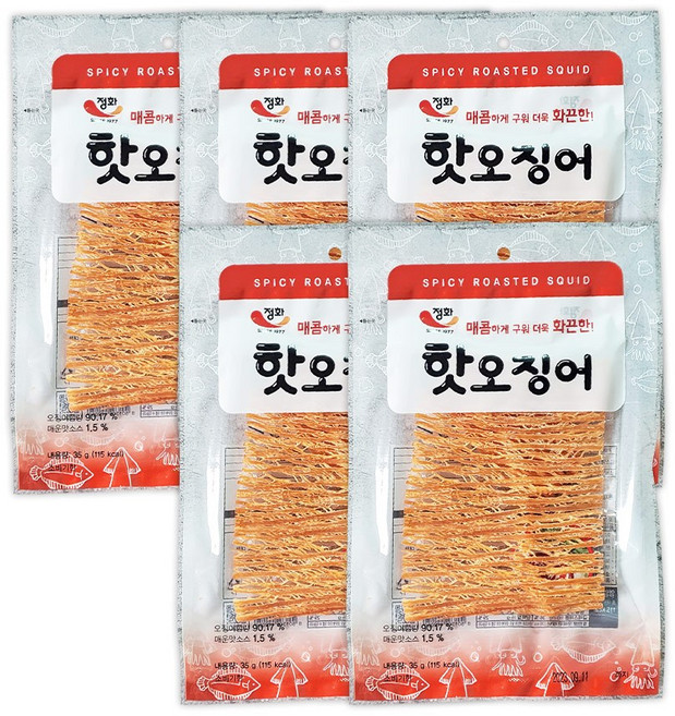 정화식품 핫오징어 35g 5봉, 5개