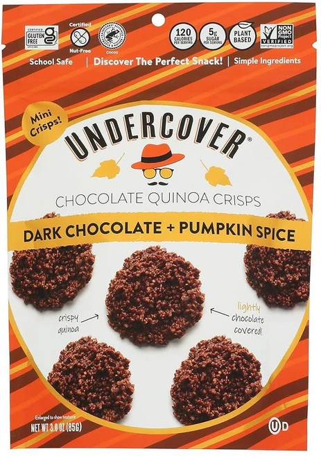 Undercover Chocolate Co Crisps Quinoa 다크 초콜릿 호박 향신료 85g(3온스), Undercover Chocolate Co, Crisp - 쿠팡