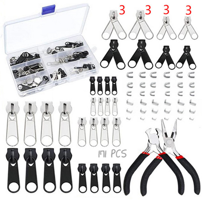 만능 셀프 지퍼 수리 세트 가방 의류, 1개, 171개입