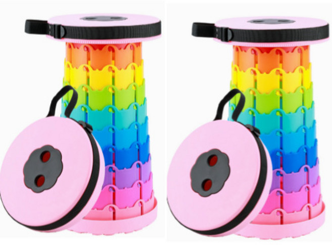 성인용 캠핑 아코디언 폴딩 체어, 레인보우핑크, 2개