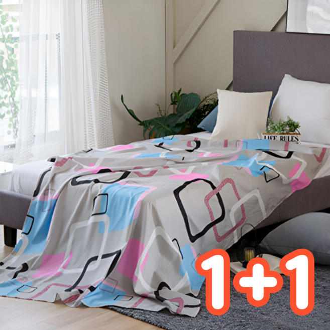 루닌 시원한 얇은 여름 홑이불, 그레이 드로잉 2개