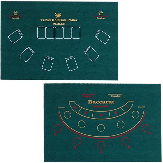 펜나 블랙잭 매트 룰렛 포커 게임 카지노매트, 60x90cm텍사스+바카라, 1개