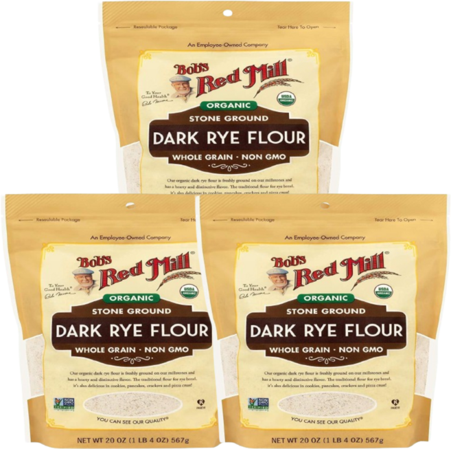 [밥스 레드 밀] 스톤 그라운드 다크 호밀 가루 567 g 3 SET, 567g