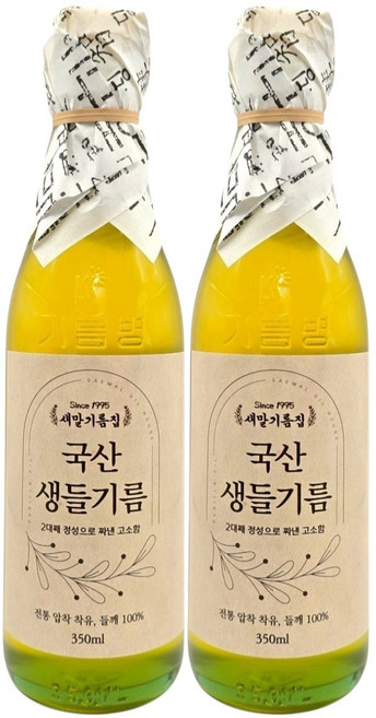 새말기름집 국산100% 냉압착 국산생들기름 350ml, 2개