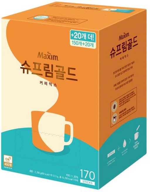 맥심 슈프림골드 커피믹스, 13.5g, 170개입, 1개