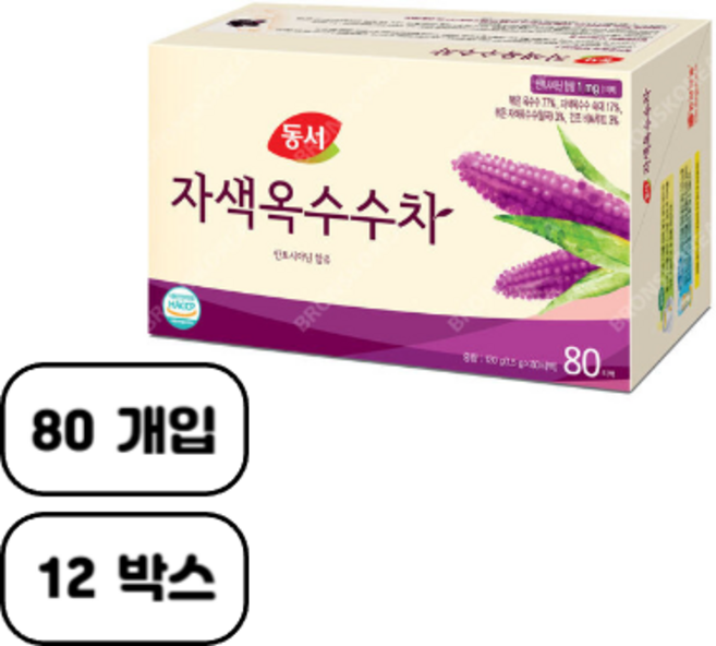 동서 눈에좋은 자색옥수수차 160T (80T x 2개), 1.5g, 80개입, 12개