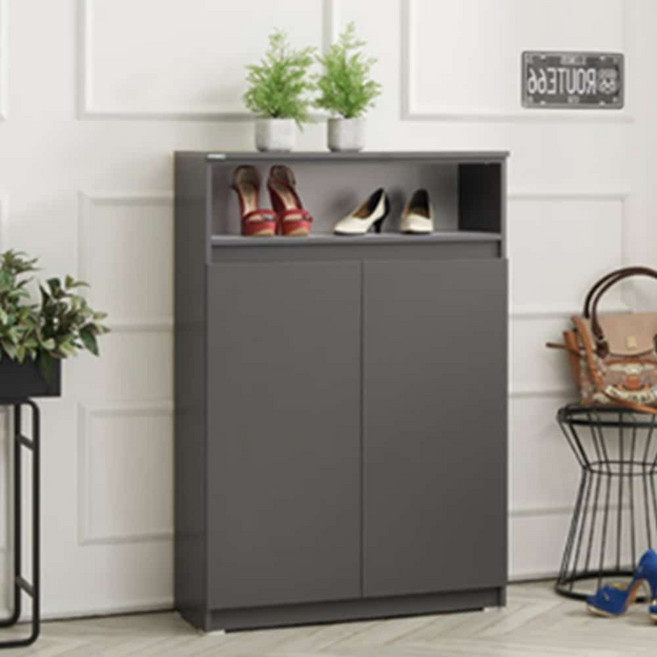 하이그로시 양문신발장 800 계폐형 문있는 빌라현관, 다크그레이