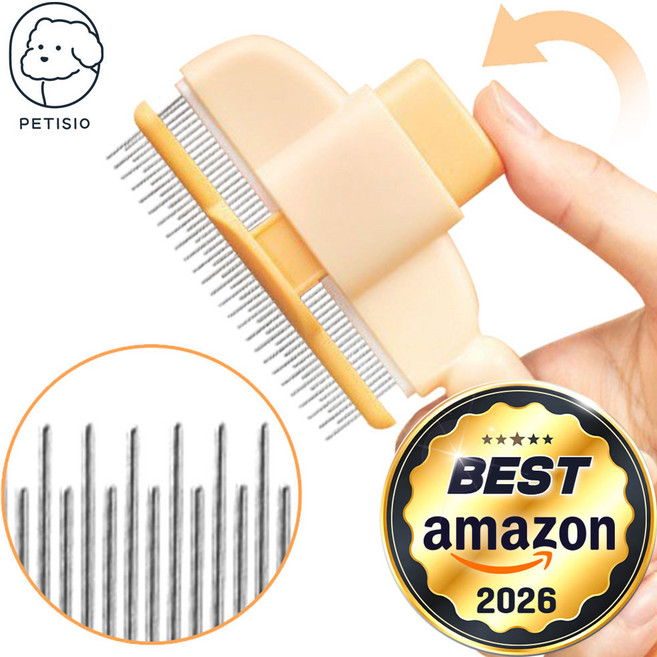 쁘띠시오 2중모 강아지 고양이 반려동물 눈꼽 빗 브러쉬, 1개, 옐로우