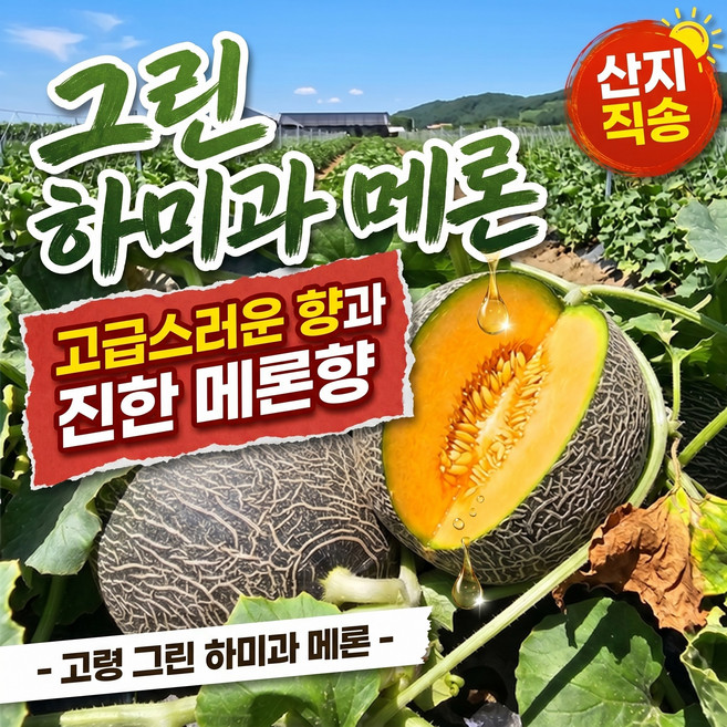 [마지막세일] 경북 고령 밭에서 바로 보내는 고당도 그린 하미과 메론, 1박스, 5kg