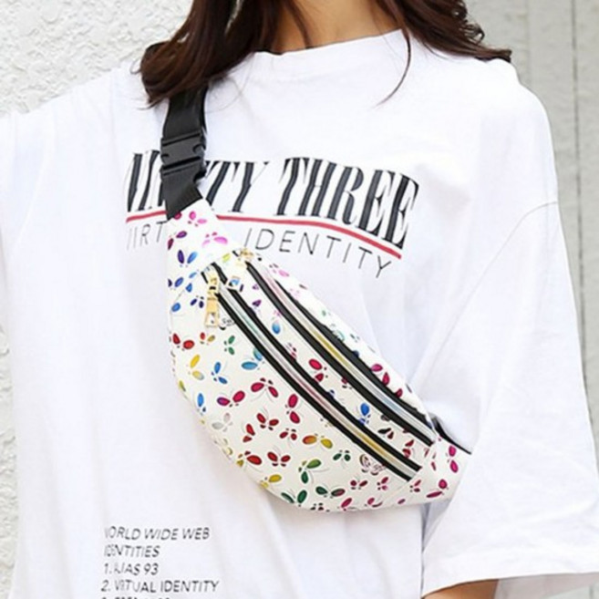 남성 여성 예쁜 나비 홀로그램 미니 힙색 패션 가방 허리가방 미니힙색 가죽힙색