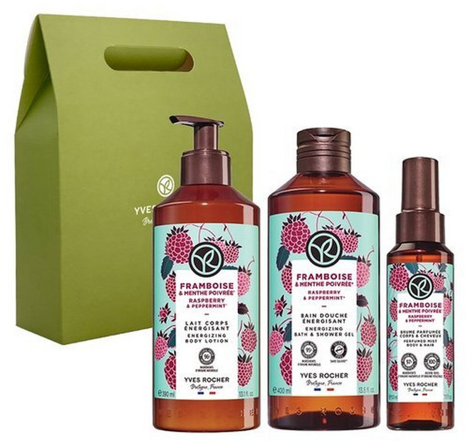 이브로쉐 수입원라즈베리 페퍼민트 샤워젤+바디로션+퍼퓸미스트 선물박스, 1세트