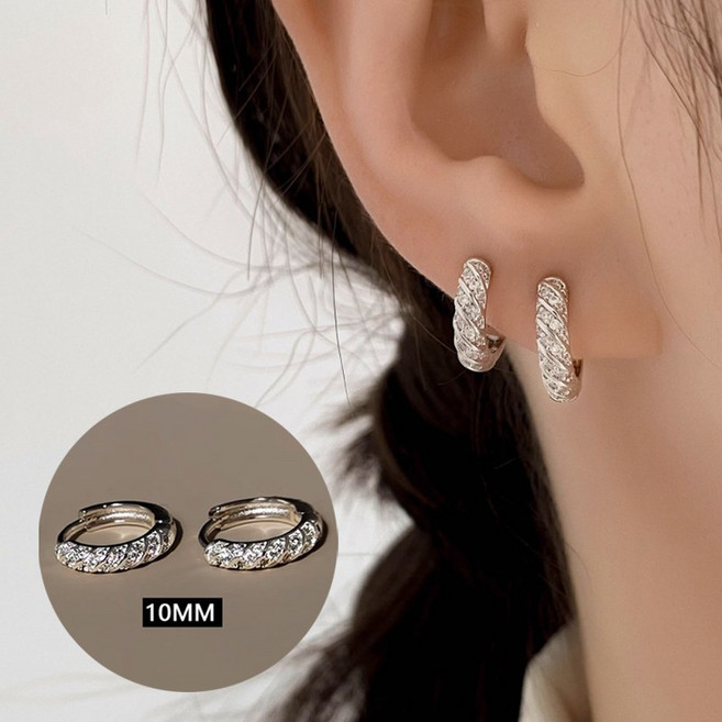 예쁜 크리스탈 귀걸이핀 반짝반짝 광택 스톤 귀걸이 반지귀걸이 인스타그램 스타일 분위기있고 매치쉬움 부드러운 얼굴선 연출