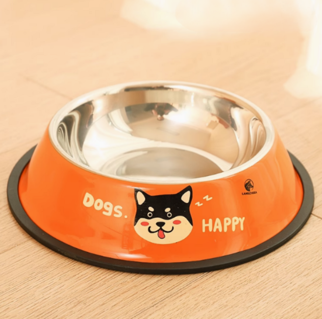 허그마이펫 강아지 밥그릇 고양이 식기 스텐 26cm, 1개, 오렌지
