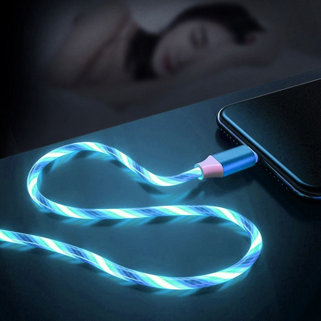 ^^혀니스토어 LED 발광 C타입 고속 충전케이블 1M 블루 휴대폰 케이블, 1개