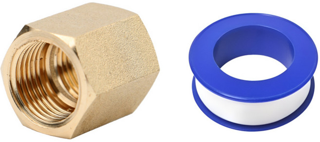 JG철물 스토어 황동신주 20A 연결 소켓 연결 부속 연장 부속 암-암 M/M 테프론 묶음구성, 1세트